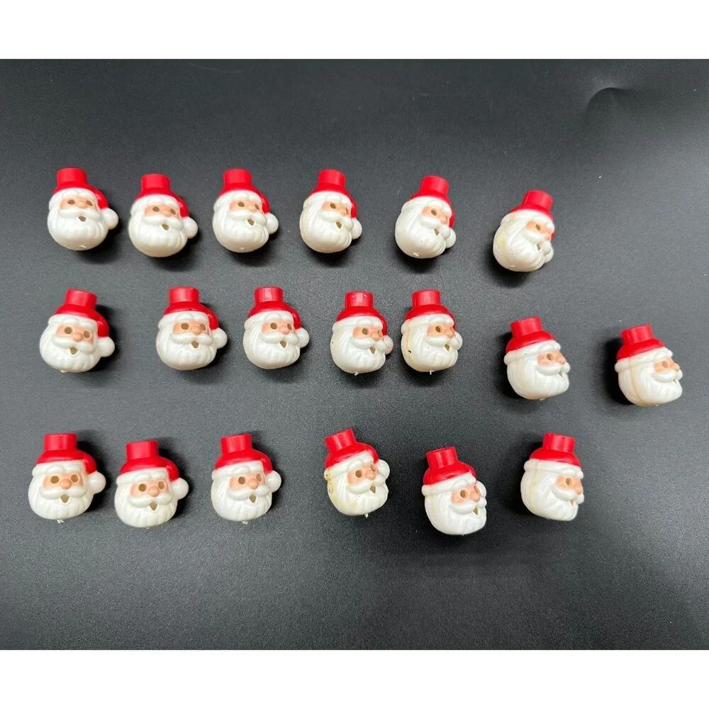Vintage Christmas Light Covers Santa Claus Snowman Plastic Kitschy Decorations